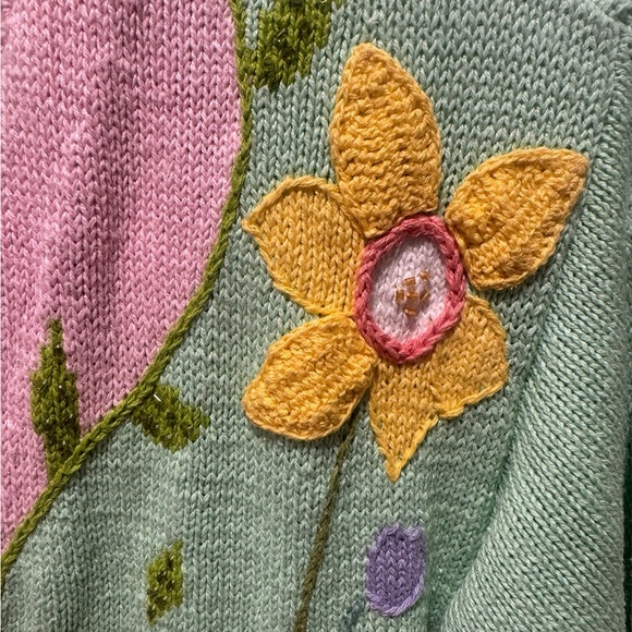 STORYBOOK KNITS Vintage Floral Embroidered Cardigan Sweater - Picture 3 of 10